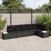 vidaXL Garten-Sofa-Set mit Kissen 6 pcs Schwarz Poly-Rattan