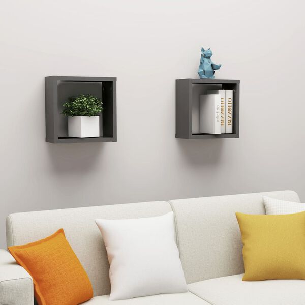 vidaXL W&uuml;rfelregale 2 Stk. Grau 30x15x30 cm