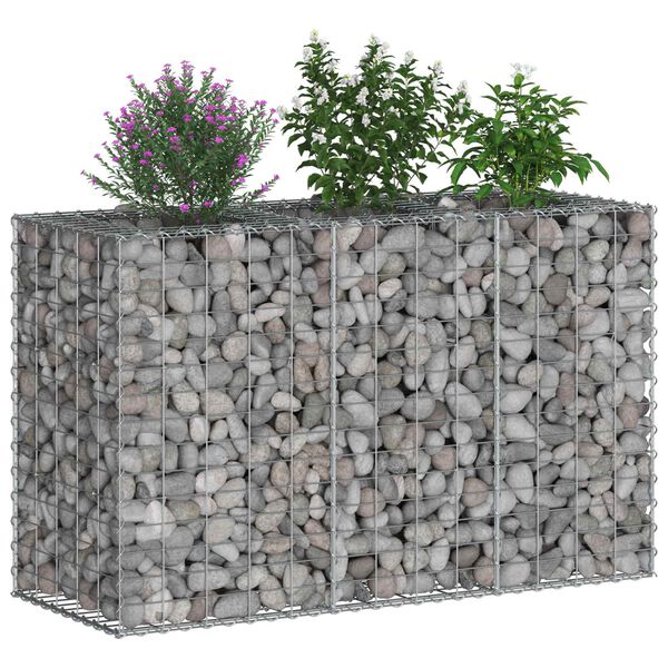 vidaXL Gabionen-Hochbeet Silber 130 x 50 x 80 cm verzinktem Stahl