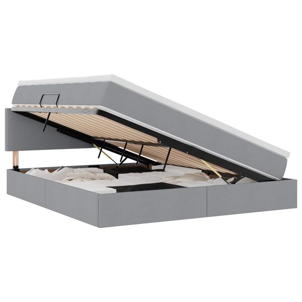vidaXL Bett mit Stauraum und LED mit LED Hellgrau 180 x 200 cm Stoff