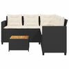 vidaXL Gartensofa in L-Form mit Tisch und Kissen Schwarz Poly Rattan