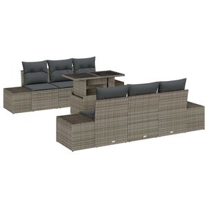 vidaXL Garten-Sofa-Set mit Kissen 7 pcs Grau