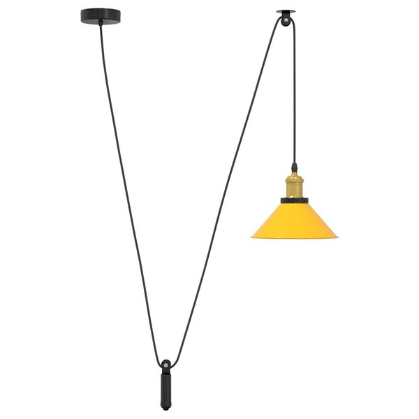 vidaXL Pendelleuchte H&ouml;henverstellbar E27 Gelb Gl&auml;nzend &Oslash; 22 cm Metall
