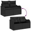vidaXL Garten-Sofa-Set mit Kissen 6 pcs Schwarz Poly Rattan