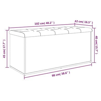 vidaXL Sitzbank mit Stauraum Grau Sonoma 102x42x45 cm Holzwerkstoff