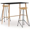 vidaXL 3-tlg. Bar-Set Schwarz