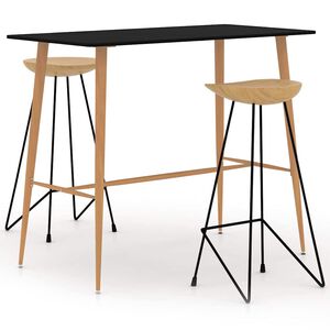 vidaXL 3-tlg. Bar-Set Schwarz