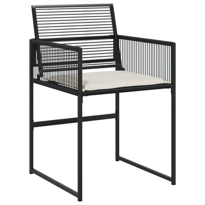 vidaXL Gartenstühle mit Kissen 4 Stk. Schwarz Poly Rattan