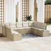 vidaXL Gartensofa-set mit Kissen 9 pcs Beige und Creme Polyrattan