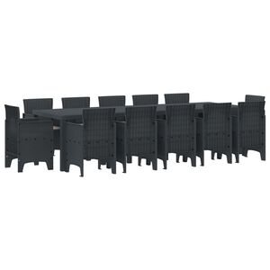 vidaXL Garten Essgruppe 13 pcs Anthrazit Kunststoff-Rattan
