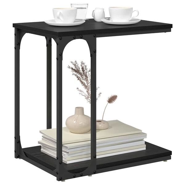 vidaXL Beistelltisch mit Regal Schwarz Eichen-Optik 50 x 35 x 52 cm