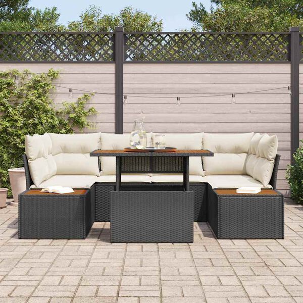 vidaXL Garten Essgruppe mit Kissen mit Kissen 9 pcs Schwarz und Beige