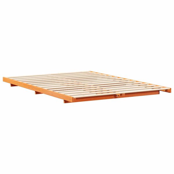 vidaXL Bodenbettgestell Wachsbraun 140 x 210 cm Massivholz Kiefer