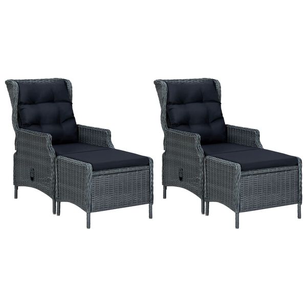 vidaXL 7-tlg. Garten-Essgruppe mit Kissen Poly Rattan Dunkelgrau