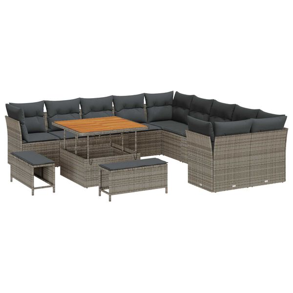 vidaXL Gartensofa-set 13 pcs Grau Poly-Rattan