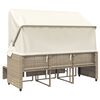vidaXL Outdoor-Sofa 3-Sitzer mit Dach und Hockern Beige Poly Rattan