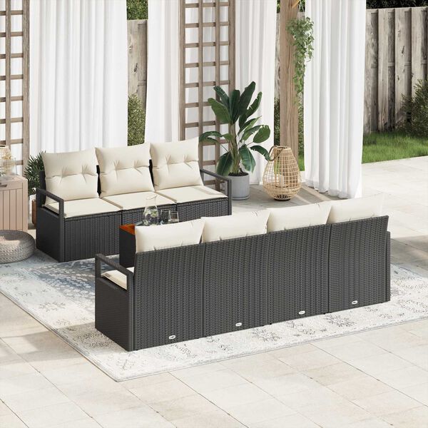 vidaXL Gartensofa-set mit Kissen 8 pcs Schwarz Poly-Rattan