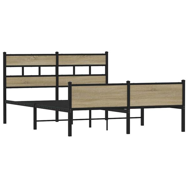 vidaXL Metallbett ohne Matratze Sonoma-Eiche 160x200 cm