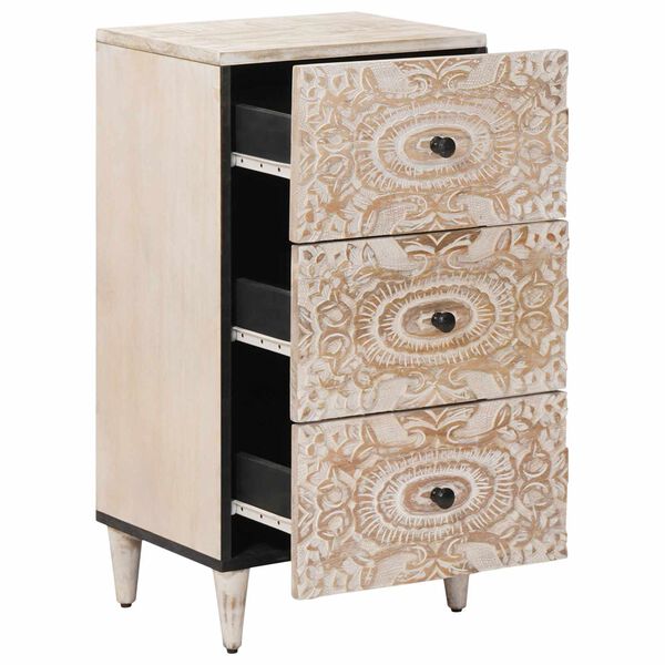 vidaXL Sideboard mit Speicher Wei&szlig; 40 x 33,5 x 75 cm Massivholz Mango