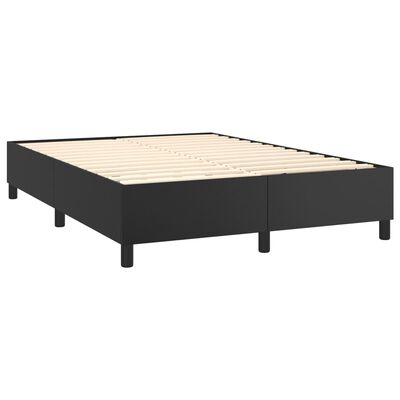 vidaXL Boxspringbett mit Matratze & LED Schwarz 140x200 cm Kunstleder