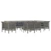 vidaXL 13-tlg. Garten-Lounge-Set mit Kissen Grau Poly Rattan