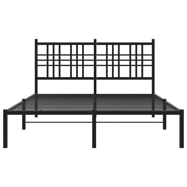 vidaXL Bettgestell mit Kopfteil Metall Schwarz 140x190 cm