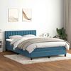 vidaXL Boxspringbett mit Matratze Dunkelblau 160x220 cm Samt