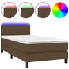 vidaXL Boxspringbett mit Matratze & LED Dunkelbraun 90x190 cm Stoff