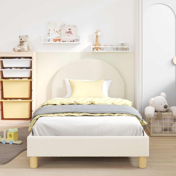 vidaXL Kinderbettgestell mit Kopfteil Creme 90 x 200 cm Schafstoff