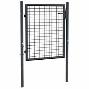 vidaXL Maschen-Gartentor verzinkter Stahl 100 x 75 cm Grau