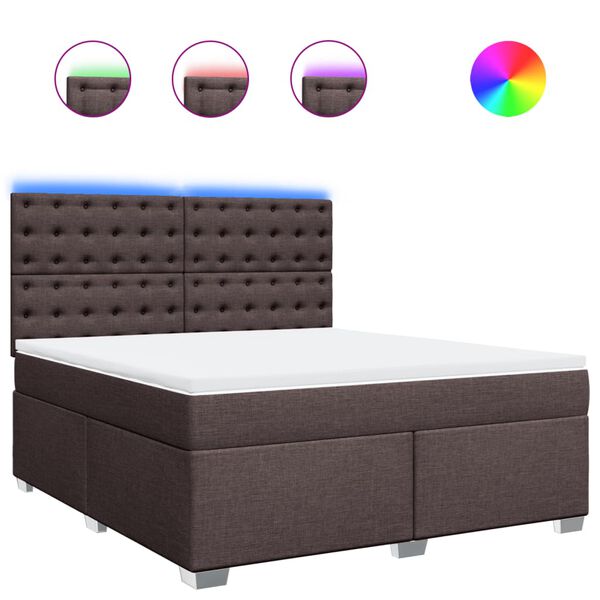 vidaXL Boxspringbett mit Matratze Dunkelbraun 180x200 cm Stoff