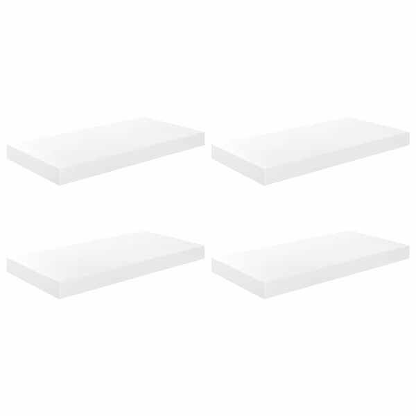 vidaXL Schweberegale 4 Stk. Hochglanz-Wei&szlig; 50x23x3,8 cm MDF