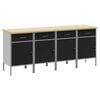 vidaXL Werkbank mit Speicher 4 Stk. Schwarz und Grau 200 x 55 x 85 cm