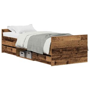 vidaXL Bettrahmen mit Kopfteil Altholz 193 x 78 x 50 cm Holzwerkstoff