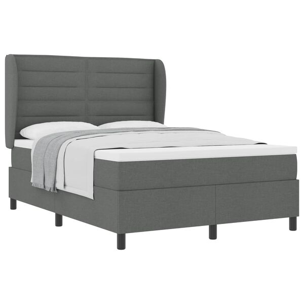 vidaXL Boxspringbett mit Matratze Dunkelgrau 160 x 200 cm Stoff