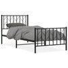 vidaXL Bettgestell mit Kopf- und Fu&szlig;teil Metall Schwarz 90x200 cm