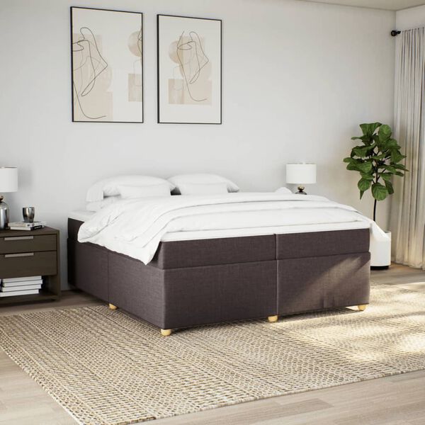 vidaXL Boxspringbett mit Matratze Dunkelbraun 200x200 cm Stoff