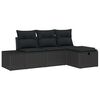 vidaXL Garten-Sofa-Set mit Kissen 4 pcs Schwarz Poly Rattan
