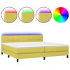 vidaXL Boxspringbett mit Matratze & LED Gr&uuml;n 200x200 cm Stoff
