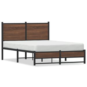 vidaXL Metallbett ohne Matratze Braun Eichen-Optik 120x190 cm
