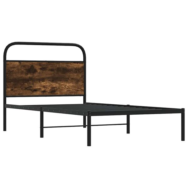 vidaXL Bettgestell ohne Matratze 100x200 cm R&auml;uchereiche Holzwerkstoff