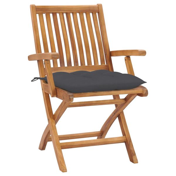 vidaXL Klappbare Gartenst&uuml;hle mit Kissen 8 Stk. Massivholz Teak
