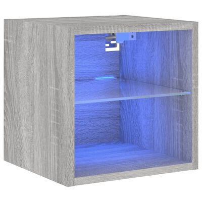 vidaXL TV-Wandschrank mit LED-Leuchten Grau Sonoma 30x28,5x30 cm