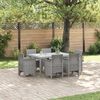 vidaXL Garten Essgruppe 7 pcs Hellgrau Polt Rattan