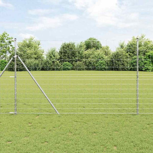 vidaXL Feldzaun Silber 25 x 1,5 m Verzinkter Stahl