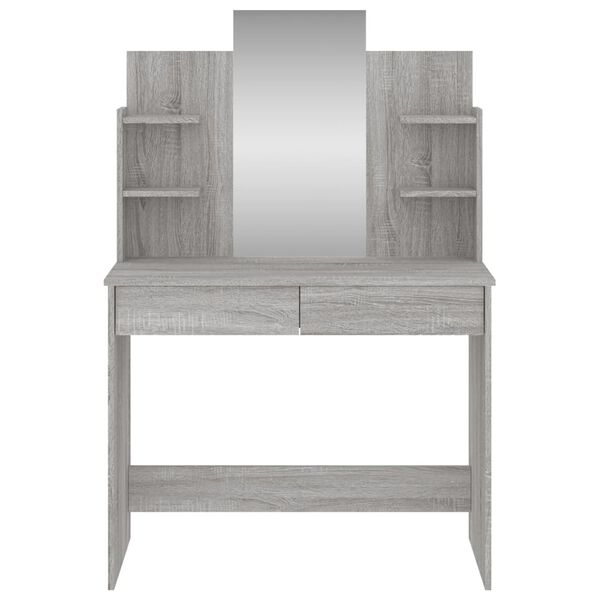 vidaXL Schminktisch mit Spiegel Grau Sonoma 96x39x142 cm