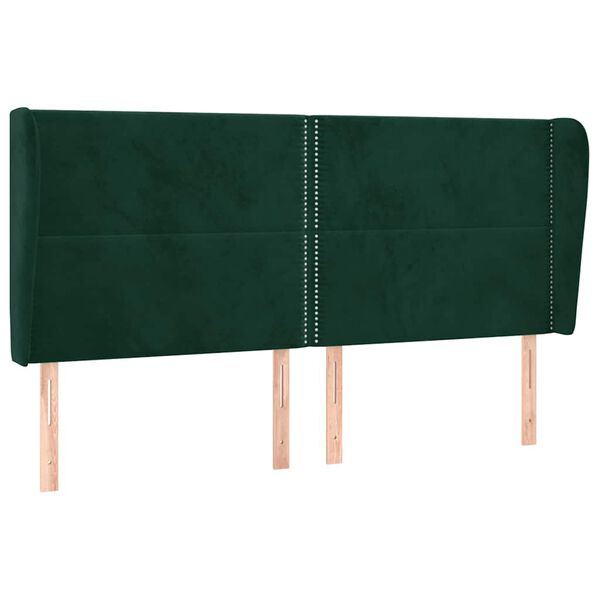 vidaXL Kopfteil mit Ohren Dunkelgr&uuml;n 183x23x118/128 cm Samt