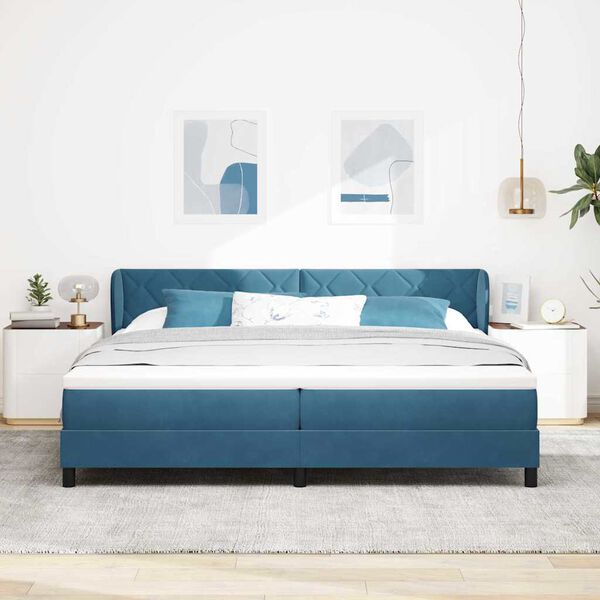 vidaXL Boxspringbett mit Matratze Dunkelblau 200 x 200 cm Samt