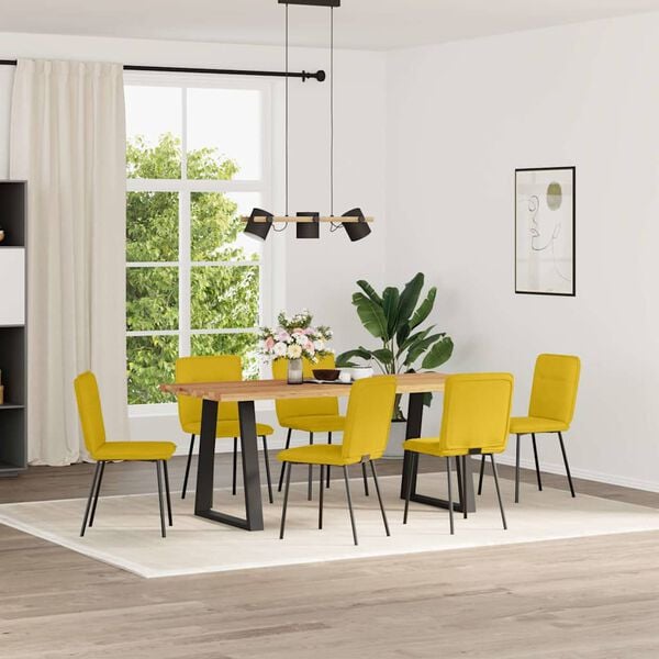 vidaXL Esszimmerst&uuml;hle 6 Stk. Gelb Samt