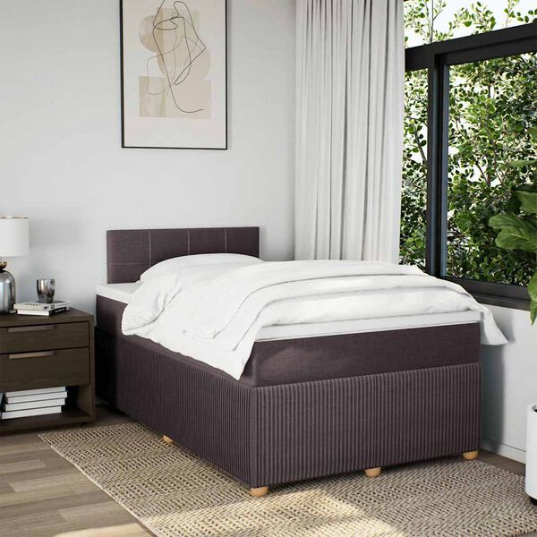 vidaXL Boxspringbett mit Matratze Dunkelbraun 120x200 cm Stoff
